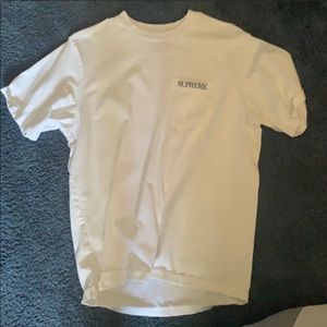 White embroidered supreme tee